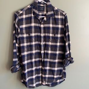 J. Crew men SIZE S small  slim flannel button down brand new plaid blue grey